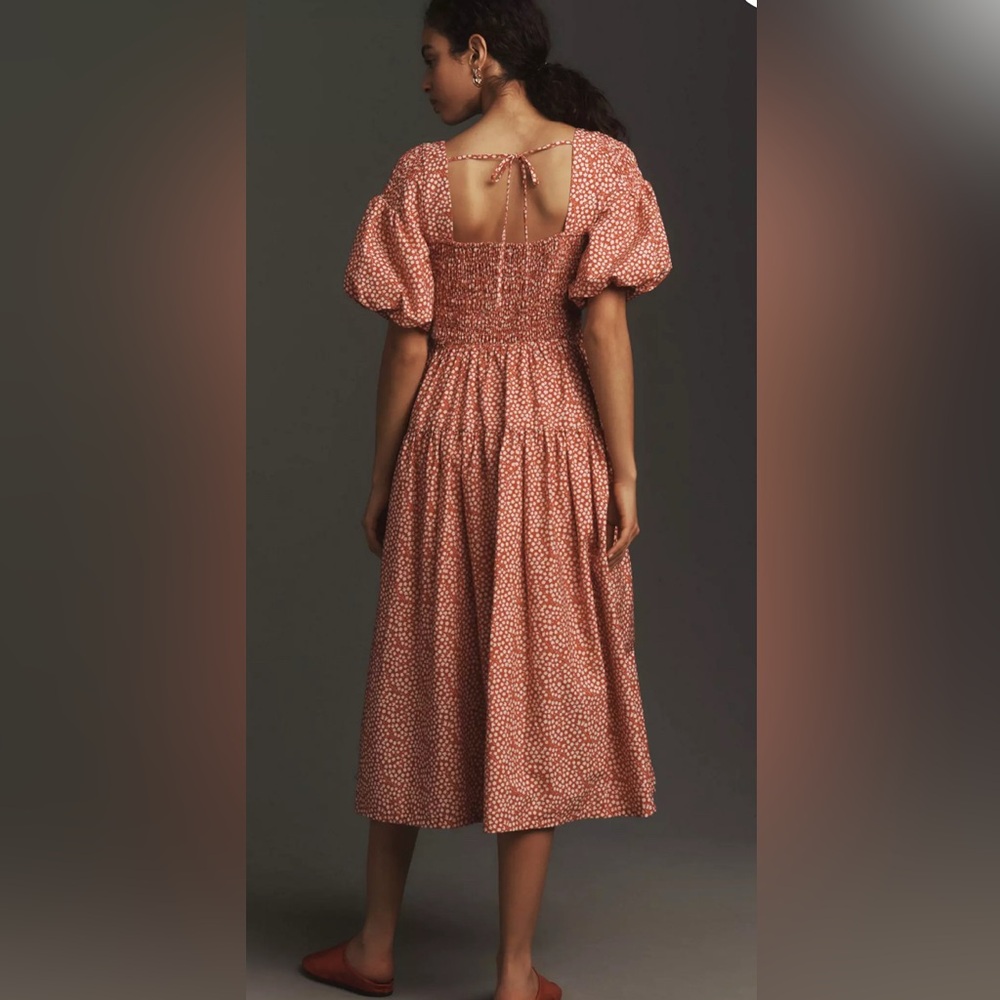 by Anthropologie puff sleeve poplin midi dress. Size small.‎ - Picture 3 of 5